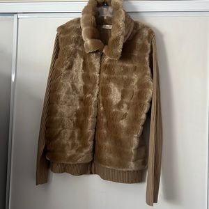 Faux Fur zip up Cardigan Sweater